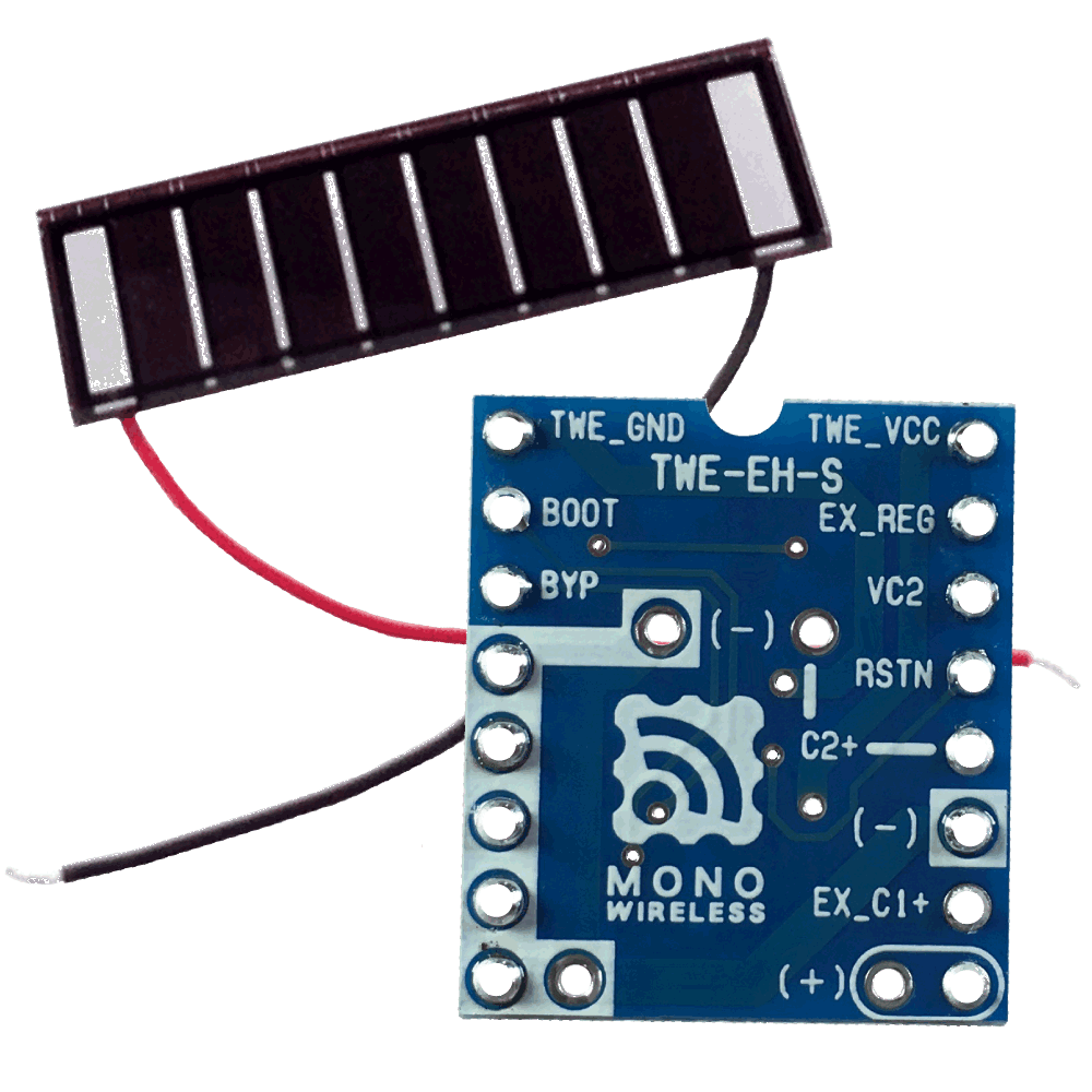 TWE-EH SOLAR(エナジーハーベスト・ソーラー)ピンヘッダ端子なし、小型ソーラパネル付属(要はんだ付け) TWE-EH-S-DP